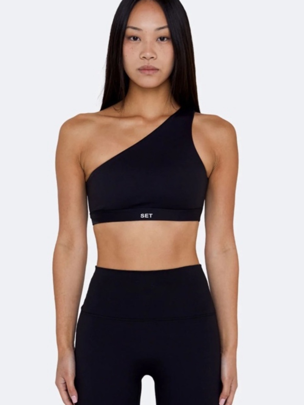 SET Active One-Shoulder Black Sports Bra